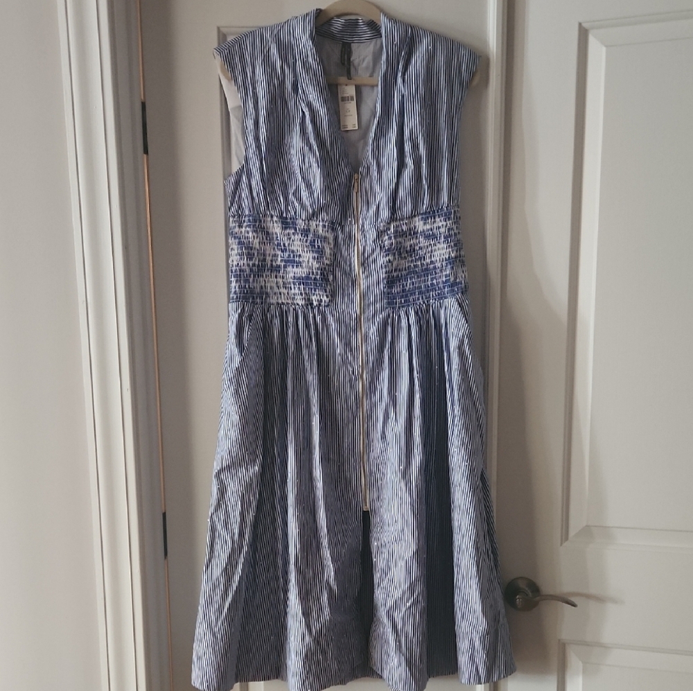 Anthropologie Blue Sleeveless V-Neck Midi Sundress